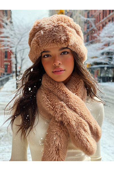 LAGRANZE Șapcă de pluș pentru femei - Set de 2 eșarfe