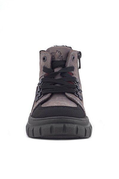 Rakerplus Hakiki Deri Gri Siyah Fermuarlı Erkek Bebek Bot