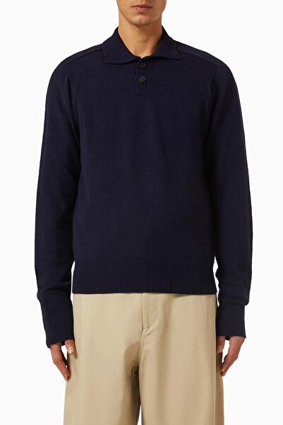 Studio Nicholson Sark Men's Polo Sweater, Luxurious Merino Wool, Minimalist a...