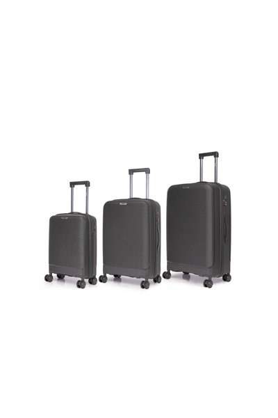 Prince Travelling Un Breakable PP Hard Luggage (8 Wheels) Glider 24 Inch - 62 Litre Medium - Dark Grey