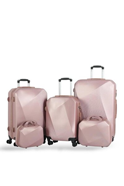 Red Sea Travel bag set - 5 pieces, including 3 trolley bags and 2 makeup bags - with flexible covers - and a fixed digital lock