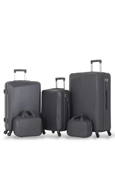 Red Sea Dabash Luggage Set - 5 Pieces Includes 3 Trolley Bags and 2 Makeup Bags - with Flexible Covers - 360 Degrees