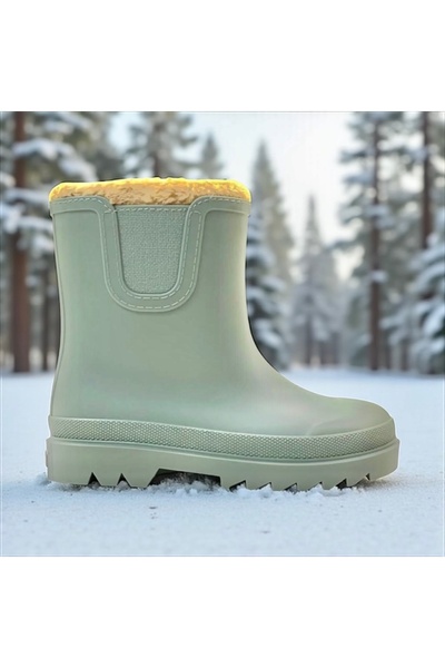 IGOR Tokio Borreguito unisex yeşil çocuk kürklü kar botu , yağmur botu su geçirmez , termal ısı kürklü