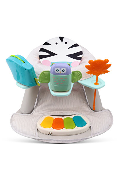 TEKNUM كرسي طعام 2 في 1/مقعد لعب للأطفال الصغار مع دواسة بيانو - زيبرا