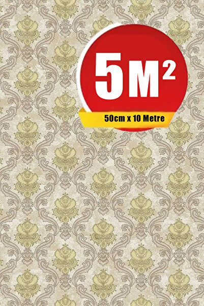 Bien Duvar Kağıtları Zümrüt Exclusive 5615 Krem Küçük Damask Desen Duvar Duva...