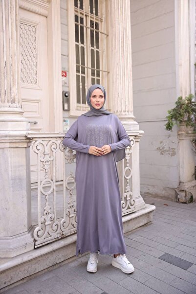 JESSE STORY Women's Vorteks Combed Cotton Hijab Dress with Stone Accessories (Lycra Cotton Fabric)