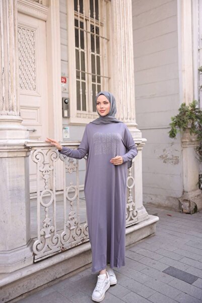 JESSE STORY Women's Vorteks Combed Cotton Hijab Dress with Stone Accessories (Lycra Cotton Fabric)