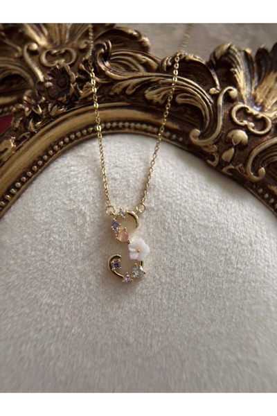 H&B Design Çelik Çiçekli S Harfli Kolye