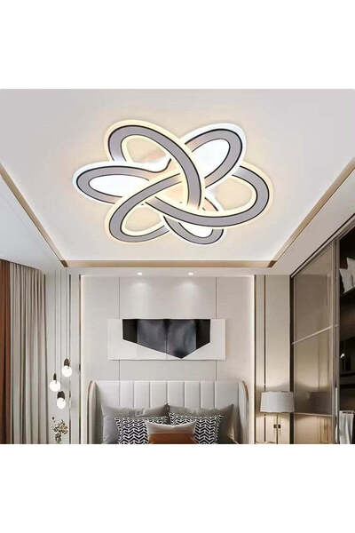 RFAN LED Chandelier, Model R9135/520, With Remote Control, 3 Types of Light, 63W, White/Black