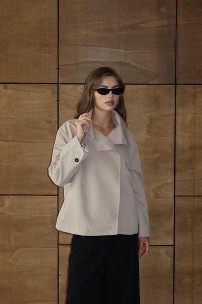 Jeevee Tall Collar Oversize Trench Coat