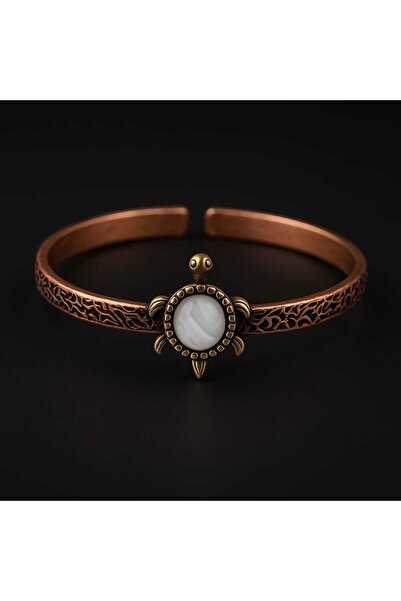 JaspEAdo Pure Copper Authentic Bracelet with Natural Stone Turtle Figure Natural Stone
