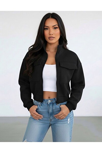 dwnwear Дамско яке с висока яка и джобове