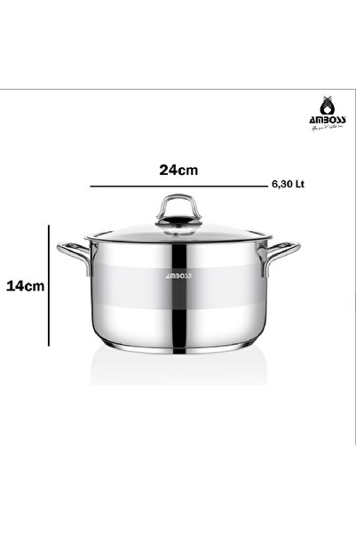 Amboss High-quality stainless steel pot - 24 cm / 6.3 liter capacity