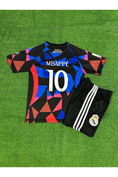 BYSPORTAKUS Real Madrid Kylian Mbappe Çocuk Forması (BLUE-BLACK10)