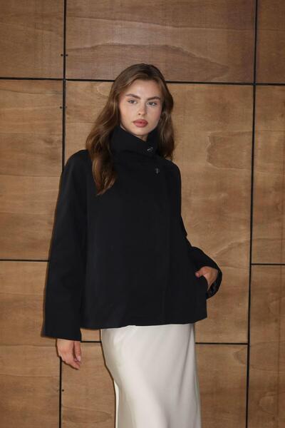 Jeevee Tall Collar Oversize Trench Coat