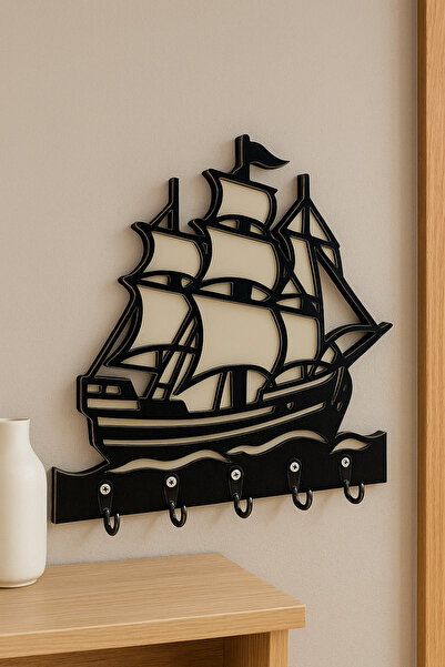 Ev Deryası Gemi Figürlü Duvar Anahtarlık Askısı