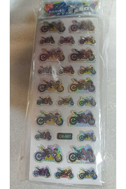 BADE TOYS Sparkly STICKERS MOTORSİKLET Temalı Kabartma Stıcker 3 Kartela