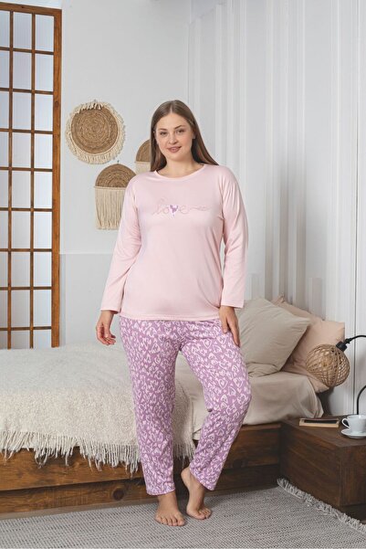 Asel Plus Size Ultrasoft Sendy Fabric Long Sleeve Pajama Set