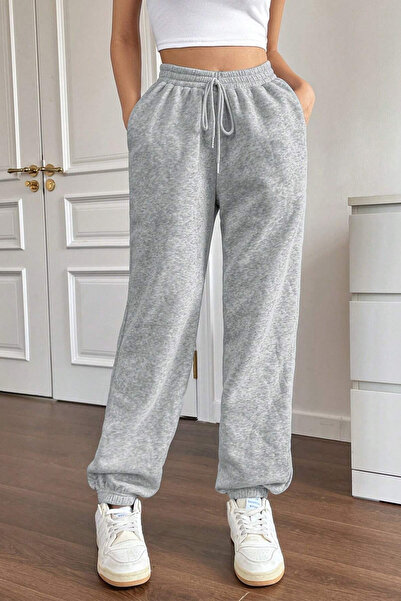 Le Vion Γκρι ψηλόμεσο παντελόνι jogger με βαμβακερή επένδυση