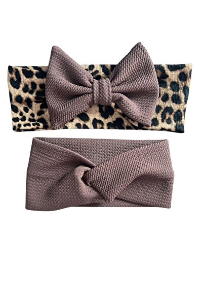 ATELIER ALEDA Children/adult headband set, hair accessory, brown/leopard print