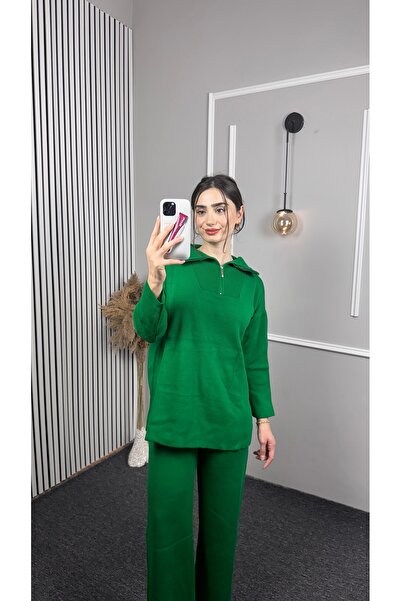 TEXXANA Long Sleeve Knitwear Set with Zipper at the Neck