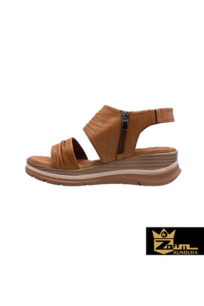 Zaim Kundura Women's Camel Genuine Leather Sandals 505320023-1