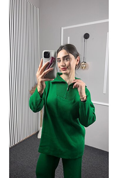 TEXXANA Long Sleeve Knitwear Set with Zipper at the Neck