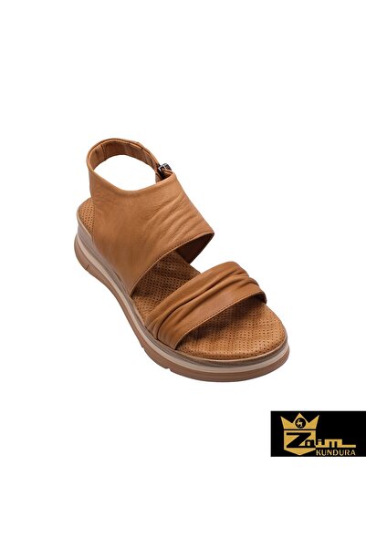 Zaim Kundura Women's Camel Genuine Leather Sandals 505320023-1