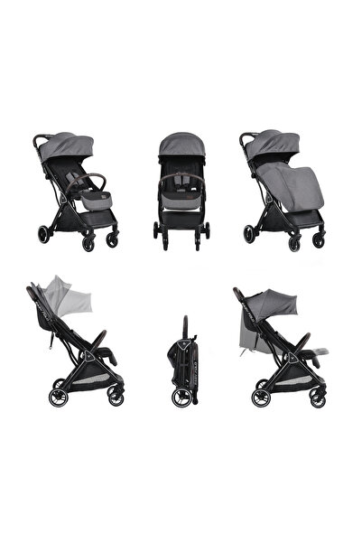 Cangaroo Сгъваема спортна количка Easy Fold, сива, лека алуминиева рамка