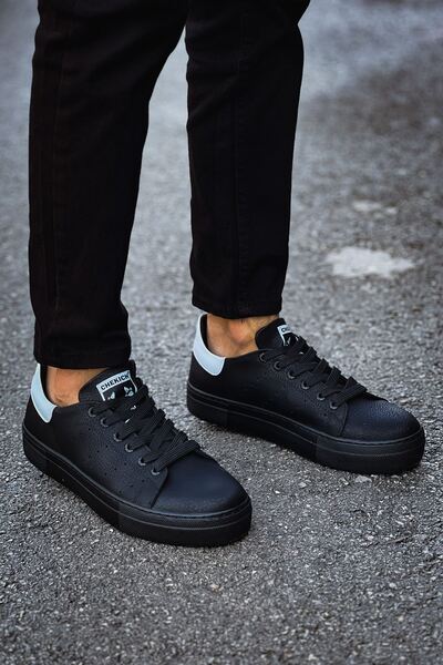 Zerenyus Tennis Premium Lace-Up Orthopedic Men's Sneaker Black White