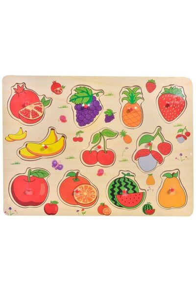 Cangaroo Puzzle din Lemn, 11 Fructe Colorate, 30x22cm, Varsta 3+