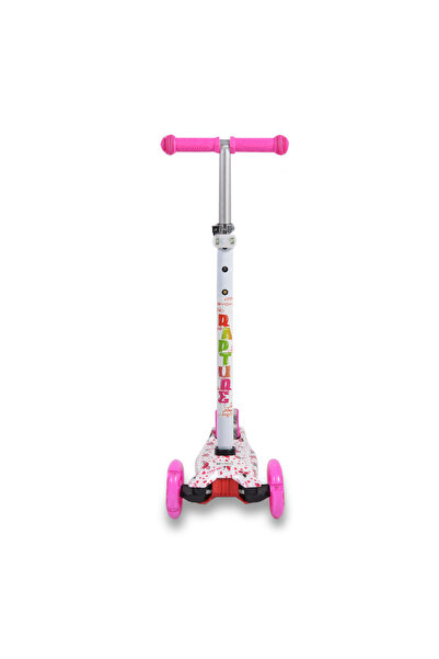 byox Children's scooter 3-5 years old, Rapture White Pink, light weight, wheels with lights and adjustable handlebars