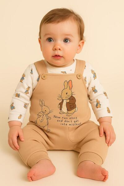 RAPAPA Baby Romper Set – Rabbit Patterned Long Sleeve T-Shirt and Salopet (Se...