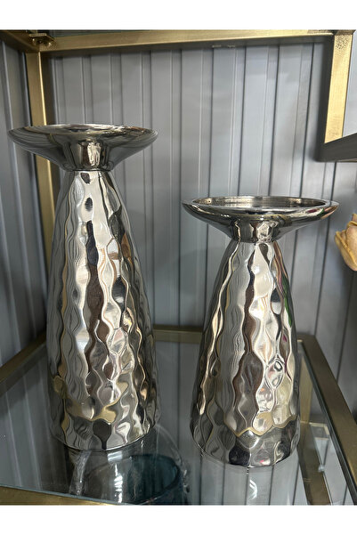 Erden Home Design CLARA NIKEL GÜMÜŞ MUMLUK 2Lİ