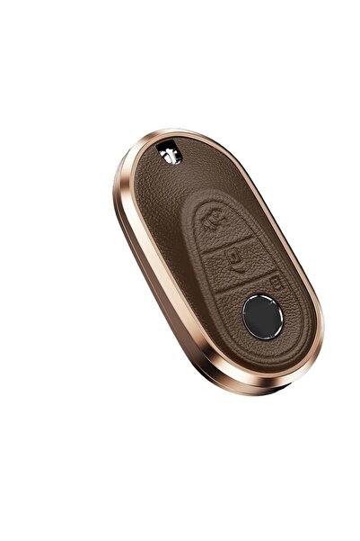 OEM Husă cheie, aluminiu cu piele maro, Mercedes Clasa C Clasa S W206 W223 S3...