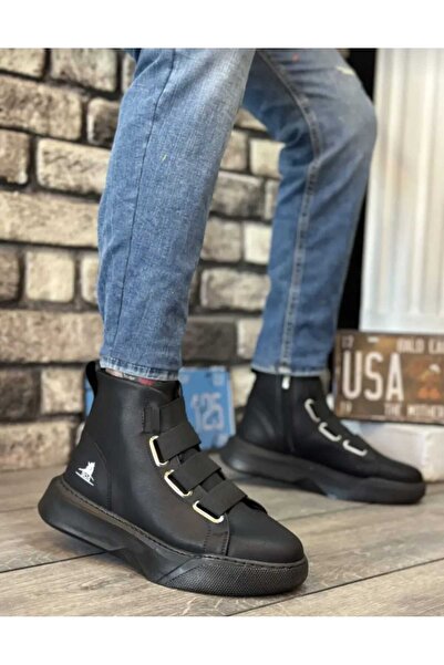 WEBORN Banded Men's High Thick Sole Black Orthopedic Comfortable Winter Sports Boots