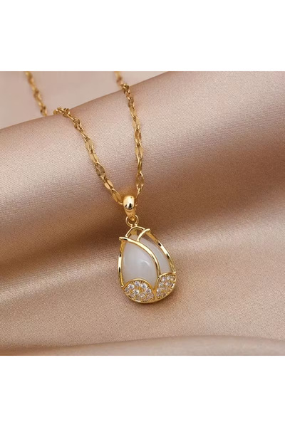 BEDFİL Şık ve çok yönlü retro lale çiçek, taşlı süslemeli paslanmaz çelik kol...