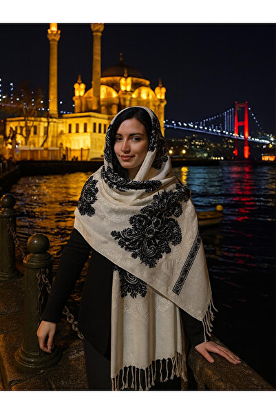 fiore fashion Embroidered Shawl 85% Cashmere 15% Silk Embroidered Scarf
