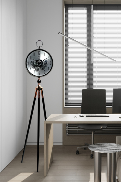 VOGUE VENUE Premium Vintage Tripod Foot Clock Adjustable Wooden Stand Antique Style Decorative Standing Clock