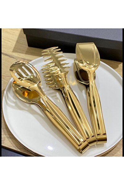 sahane & bazaar 3’LÜ METAL MAŞA ALTIN RENK SOFRA MUTFAK EŞYASI SUNUMLUK