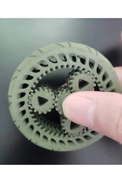 hivhestın Stres Çarkı Planet Dişli Mekanizma – PLA Malzeme (6.5 cm, Siyah/Bey...