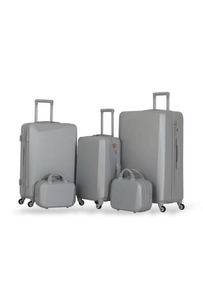 Red Sea Dabash Luggage Set - 5 Pieces Includes 3 Trolley Bags and 2 Makeup Bags - with Flexible Covers - 360 Degrees