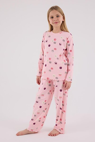 Rolypoly Kız Çocuk Kaşkorse Pijama Takım, %95 Pamuk %5 Elastan