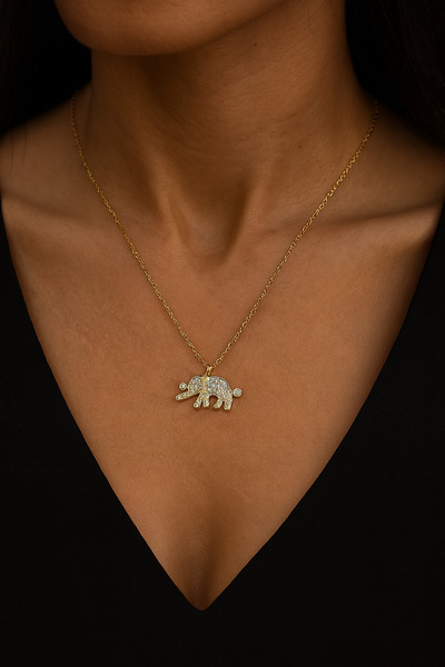 G Sport POLO Elephant Detailed Zircon Necklace