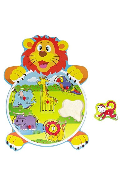 Cangaroo Puzzle din Lemn cu Animale, 6 Piese, Multicolor, 27x20cm, Varsta 3+ Ani