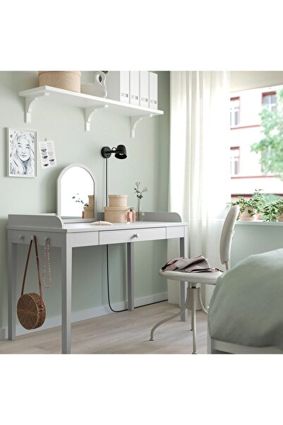 IKEA çalışma masası, açık gri, 122x60 cm, aynasız - Ayakkabılık Hediyeli