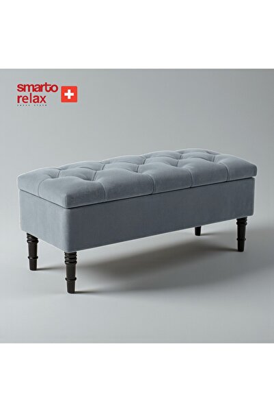 Smarto relax Puf Sannen Sandıklı Ayaklı Kapitoneli Dekoratif 100x40x45 cm