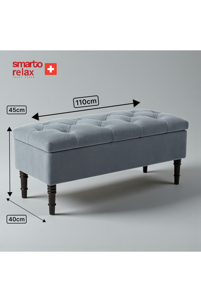 Smarto relax Puf Sannen Sandıklı Ayaklı Kapitoneli Dekoratif 100x40x45 cm