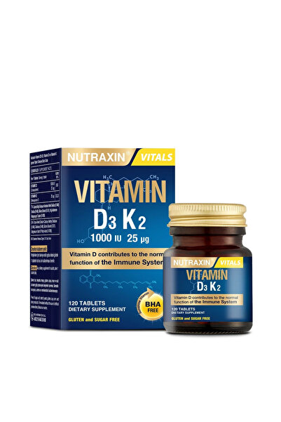 Nutraxin Vitamin D3 K2 1000 Iu 25 Mcg 120 Tablets (2 Pcs) + 100 ml Facial Cleansing Gel Gift