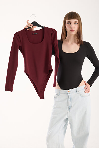 winmoda بودي بياقة مربعة من ألتدان - بودي بياقة مربعة مع ليكرا